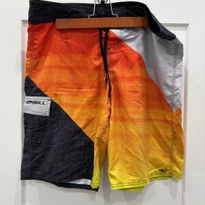O'Neill Men's Board Shorts - Sunset Orange and Yellow